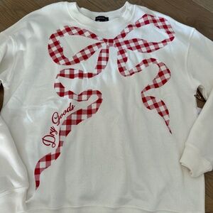 Dry Goods Sweatshirt - White with red bow size S NWT